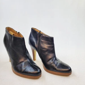 Fioni Boot Bootie Women Size 6 Ankle Black Leather Split Toe - Picture 1 of 13
