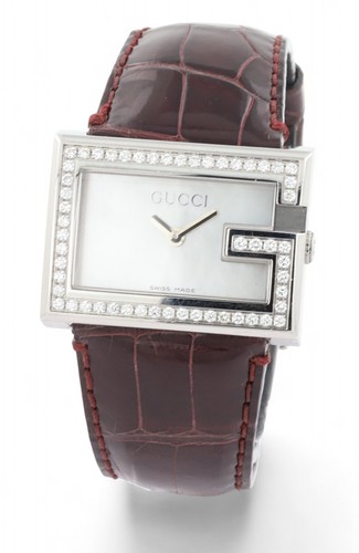 GUCCI 100L Donna Collezione G Lunetta Diamante Quadrante Madreperla 25mm