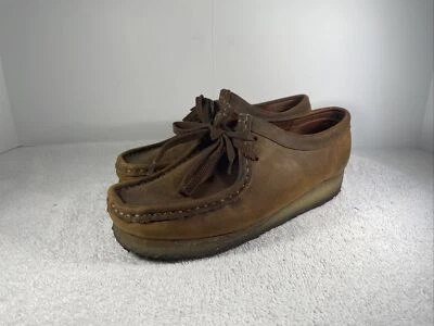 CLARKS Wallabees Chukka 38257 Brown Leather Beeswax $120 Womens 7.5M Crepe Sole - Image 1 of 4
