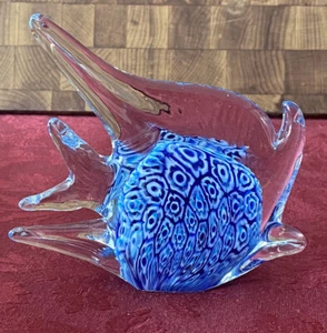 Kunst Glas Engel Fisch Briefbeschwerer Kobaltblau Größe ca. 4,5x4,5 Zoll - Bild 1 von 5