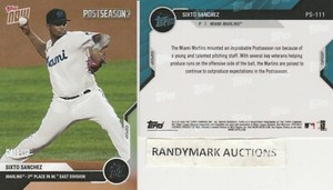 Sixto Sanchez MARLINS 2020 TOPPS NOW POSTSEASON 2nd PLACE NL EAST PS-111 SP 100