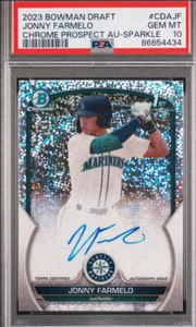 2023 Bowman Draft JONNY FARMELO Chrome Prospects 1st Auto Sparkle 53/71 PSA 10 - Picture 1 of 2