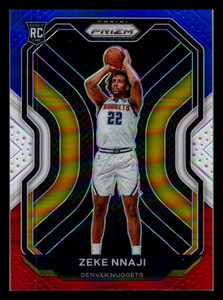 2020 Panini Prizm Red, White and Blue Prizms Zeke Nnaji RC #266 Denver Nuggets