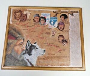 Vtg 1997 Signed Jon Van Zyle Iditarod XXV Anniversary Trail Art Poster Framed