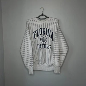 Florida Alligatoren Herren Vintage Anfang 90er grau gestreift Rundhalsausschnitt Sweatshirt Größe M - Bild 1 von 11