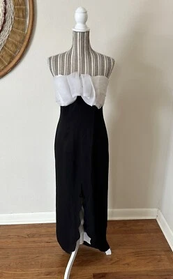 Vestido Vintage Niki Originales Años 90 Abertura Negro Blanco Lazo Para Mujer S/M Foto 1 de 4
