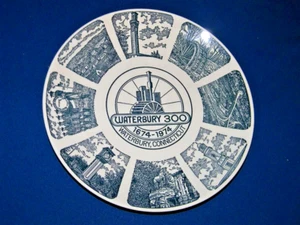 Kettlesprings Kilns Waterbury CT Tercentennial Plate 1674-1974 Blue Transferware - Picture 1 of 3