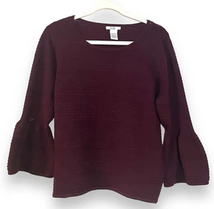 Kela Rippstrick Glockenärmel Pullover Relaxed Fit Cranberry Rot Damen Medium - Bild 1 von 6