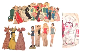 Vintage PAPER DOLLS Newspaper Cut Outs_6 Dolls, outfits,also a Campbells Boy #98 - Picture 1 of 5
