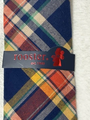 Corbata a cuadros azul, rojo, amarillo Gallo para hombre nueva con etiquetas Foto 1 de 4