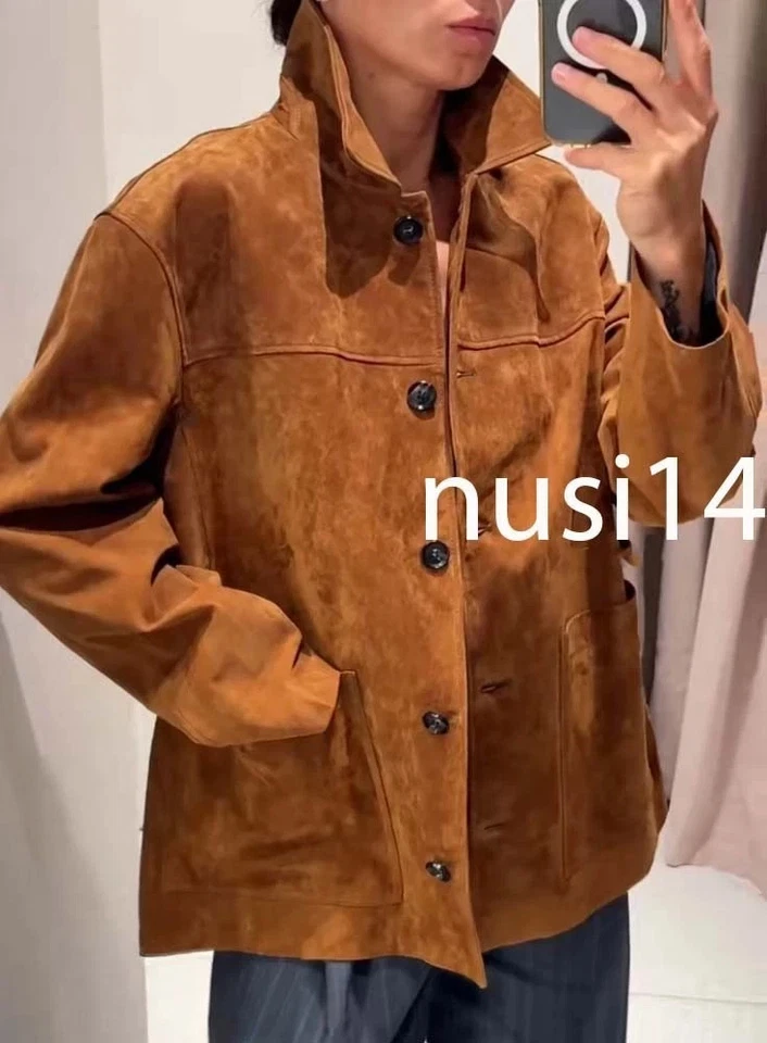 ZARA NEW WOMAN FW25 SUEDE LEATHER JACKET ZW LIMITED BROWN XS-XL 2969/061/700 - Image 1 of 4