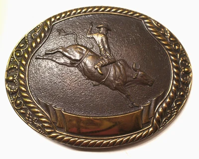1980 Steven L. Knight bronce macizo rodeo, hebillas de cinturón occidental-Rodeo Bull Rider Foto 1 de 3