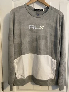 Nuevo con etiquetas, camisa de golf Polo Ralph Lauren X RLX manga larga para hombre, gris camuflaje, MED - Imagen 1 de 5