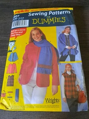 Simplicity Sewing for Dummies Pattern 5307 Fleece Poncho Vest Jacket Tote Scarf  - Image 1 of 4