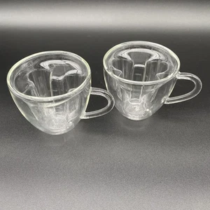 JoyJolt Mickey Mouse Disney 5.4oz Set 2 Double Wall Coffee Glass 3D Espresso Cup - Picture 1 of 8