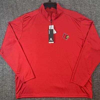 Легкий мужской пуловер Louisville Cardinals Antigua Tribute 1/4 на молнии XXL НОВЫЙ - Изображение 1 из 4