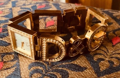 RELOJ PULSERA D&G DOLCE & GABBANA NOCHE Y DÍA PIEDRA CRISTAL DORADO Foto 1 de 4