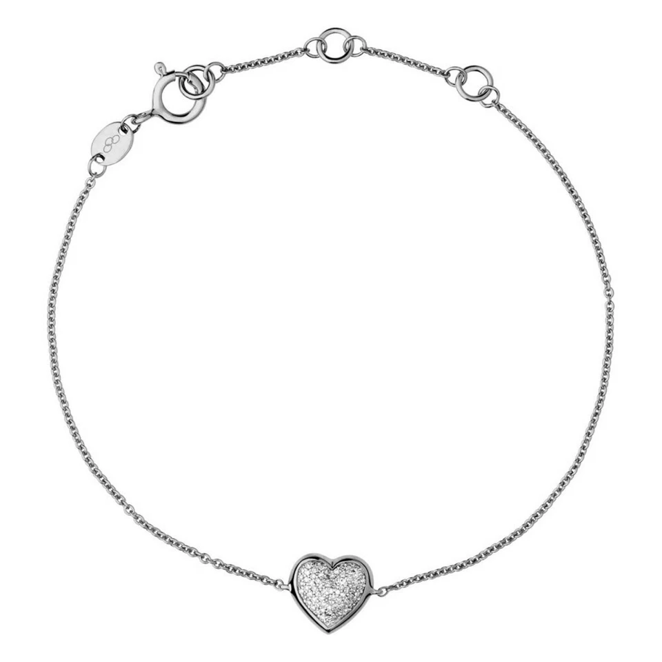 LINKS OF LONDON Ladies Sterling Silver Diamond Pave Heart Bracelet NEW RRP210 - Image 1 of 1