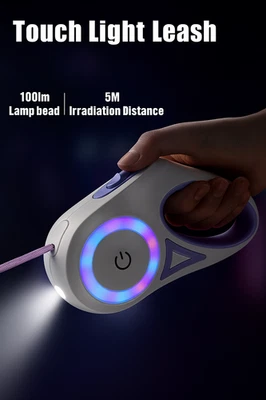 Выдвижной поводок для собаки сенсорный свет 5 метров - Изображение 1 из 4