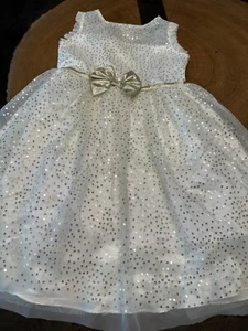 JONA MICHELLE GOLD SEQUINS BOW HOLIDAY DRESS GIRLS SZ 7 - Foto 1 di 7