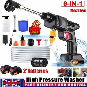 Portable Cordless Car High Pressure Washer Jet Water Wash Cleaner Gun+2 Battery - Picture 1 of 9
