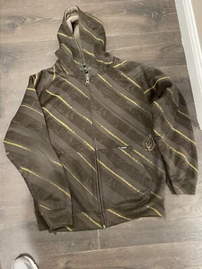 Volcom Fleece Hoodie All Over Print Striped Sz XL Y2k - Picture 1 of 9