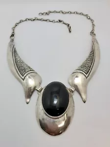 Navajo Sam Begay Statement Halsband Halskette Sterlingsilber Onyx 18" L 69,3 Gramm - Bild 1 von 5