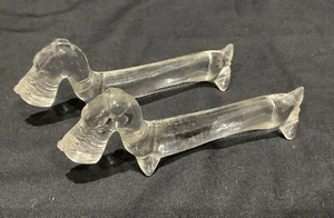 2 Vintage French Crystal Dog Glass Dining Cutlery Rests Terrier Rest Chopsticks - Picture 1 of 15