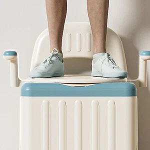 Portable Toilet Odor Proof Foldable Bedside Commode Chair with Armrests for Home - Picture 1 of 24