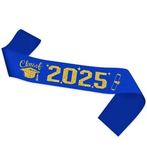 Class of 2025 Graduation SashBlue Gold Congrats Grad Gift for Her or HimHappy... - Picture 1 of 5