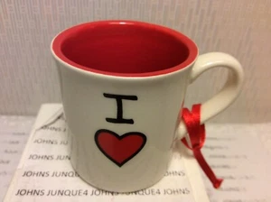 "I (HEART) MINI ORNAMENT MUG Enesco New with Tag Red Ribbon for Hanging CERAMIC - Picture 1 of 2