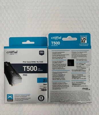 New Crucial T500Pro Gen4 NVMe 2280 M.2 Internal Gaming Design SSD Up to 7400MB/S - Image 1 of 4