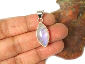 White Marquise MOONSTONE  Sterling  Silver  925  Gemstone  Pendant - Picture 1 of 5