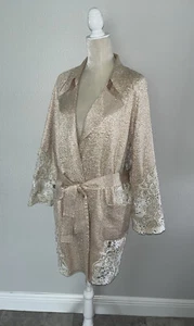 Chicos Crochet Lace Belted Long Sleeve Blazer Jacket Metallic Beige sz XL 3 New - Picture 1 of 17