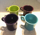 Set of 4 Fiesta Ware HLC Coffee Mugs Eggplant/Maroon/Lime/Aqua USA Excellent