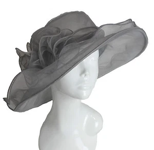 Large Hat Fascinator Weddings Ladies Day Race Royal Ascot Hatinator Brim Organza - Picture 1 of 27