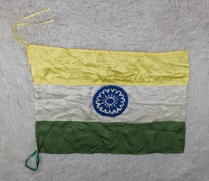 Vintage 50er 60er Jahre Indien Flagge Seide Quasten hängend bestickt - Bild 1 von 8