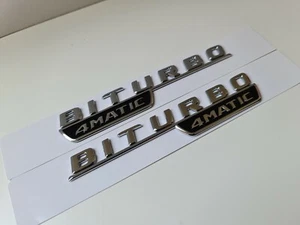 Par de emblema insignia lateral biturbo 4matic cromo plateado para Mercedes amg/ - Imagen 1 de 4