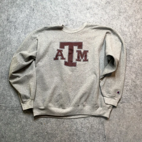 Vintage Champion Texas A&M Sweatshirt Mens Large L Gray Crew Fleece Pullover Y2k Cover