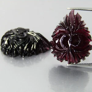 49.50Cts 100% Natural Purplish Pink Rhodolite Garnet Flower Cut Pair - Picture 1 of 3
