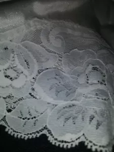 Vtg Silky Wedding Shiny Slip Half Slip Rose Lace Pin Up Chantilly lace Slip S 36 - Picture 1 of 11
