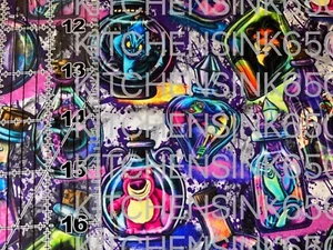 Custom Evil Character Bottles 100% Cotton Fabric 1/4 Yard 9"X56" - Picture 1 of 2