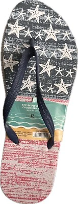 Chanclas Gina Group para dama concha estrellas y rayas rojas blancas azules L (9-10) nuevas con etiquetas Foto 1 de 4