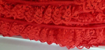 Red Ruffle Lace 1" Sheer 11yds Sewing Craft - Image 1 of 3