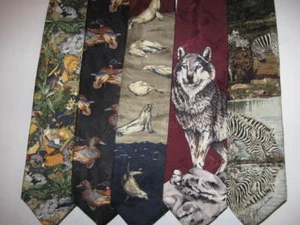 preowned NECK TIE California Sea Lions JUNGLE ANIMALS Ducks ties - Picture 1 of 13