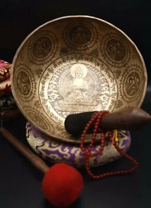 12" Lord Buddha engraved singing bowl - handmade yoga bowl - meditation, therapy - Picture 1 of 4