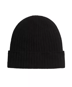 Black Pure Cashmere Knitted Beanie Hat | AUTOGRAPH. New. RRP £40 - Picture 1 of 1