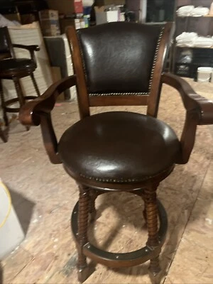 Taburete de bar giratorio Coaster 29" imitación cuero en marrón oscuro y negro (juego de 3) Foto 1 de 4