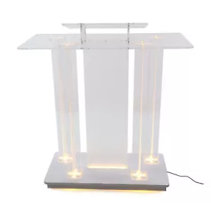 Beleuchtet klar Acryl geführt Podium Kanzel Holz Rednerpult Kirchen Synagoge Tempel - Bild 1 von 12