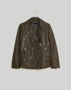 Madewell Washed Leather Oversized Motorcycle Jacket Small Retail: $548 NEW - Picture 1 of 1